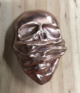 5+ oz Hand Poured Masked Skull - 999 Fine - Art Collectible Bullion  - Picture 1 of 1