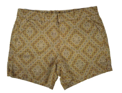 Joe Fresh 女式棉质弹力短裤黄色黑色几何图案 0 码 — 第 1/4 张图片