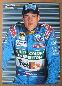 Cartolina Pilota F1 "ALEXANDER WURZ - BENETTON FORMULA 1 RACING TEAM" - 1998 - Imagen 1 de 2