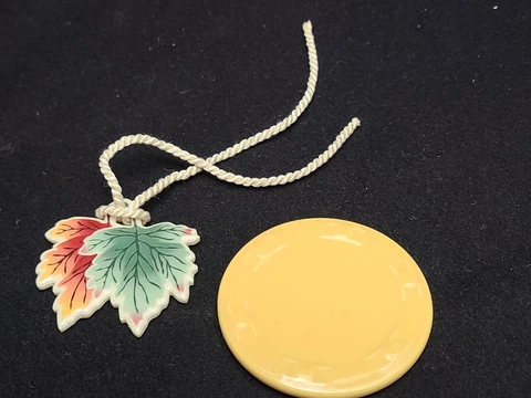 Longaberger Pottery Lot of 2 Add-on Items - Butternut Yellow Magnet & Leaf Hang Cover