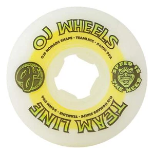 OJ Wheels 54mm 99a Team Line Original White Yellow/Green Hardline Skate Wheels - Picture 1 of 3