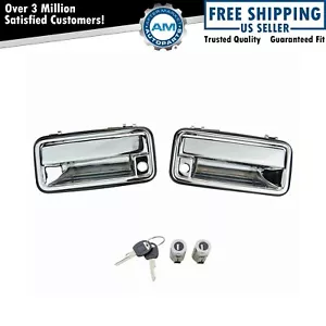 Front Chrome Exterior Outside Door Handle w Lock Cylinder Kit Set for CK Truck - Picture 1 of 5