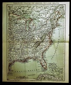 1886.Alter politischer Geodruck:USA OSTAMERIKA.Brockhaus. - Bild 1 von 1