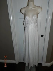 vtg M Quiet Moments soft nylon long White nightgown lace #15843 - Picture 1 of 4