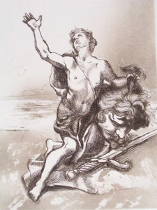 Incision A Engraving - Print D' Art- ' David Vs Goliath' -incisore Adelio - Picture 1 of 1