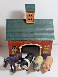stock farm cast iron barn and animals horse cow pig sheep - Picture 1 of 9