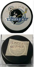 STEPHEN WEISS SIGNED PLYMOUTH WHALERS  OHL RARE OFFICIAL HOCKEY PUCK - VEGUM