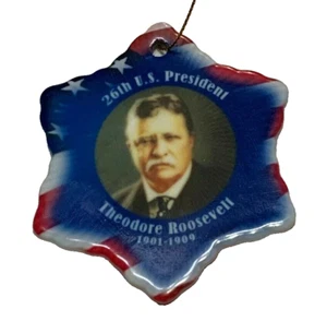 Adorno de Navidad de Porcelana 26o Presidente de los Estados Unidos de Theodore Roosevelt de doble cara - Imagen 1 de 2