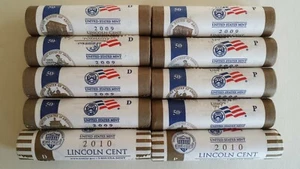 2009 2010 LINCOLN CENT U.S. MINT WRAPPED P & D 10 ROLL SET LP1 LP2 LP3 LP4 LP5 - Picture 1 of 3
