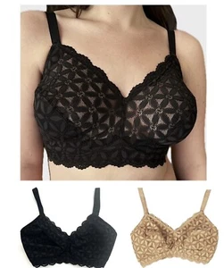 Ex FaMouS Store Bra No Wire Non Padded Secret Hidden Support Bralette Black Nude - Picture 1 of 8