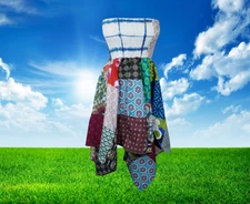 Womens Bohemian Dress, Short Patchwork Casual Wear, Patchwork Hippie Dress,S/M