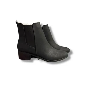 NIB Qupid Chelsea Boots Ankle Booties Elastic Black Block Heel Women's 7.5 - Picture 1 of 11