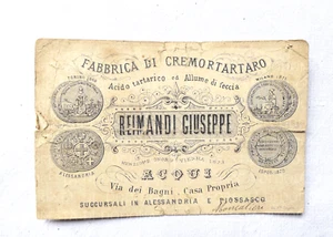 ANTICO BIGLIETTO DA VISITA 1885 FABBRICA CHIMICA ACQUI TERME REIMANDI INDUSTRIA - Imagen 1 de 2