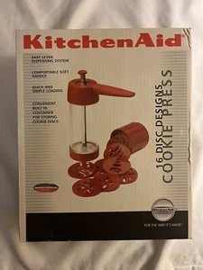 Red Kitchen Aid 16 Disc Designs Cookie Press Multi-Holiday - New Open Box - Picture 1 of 4