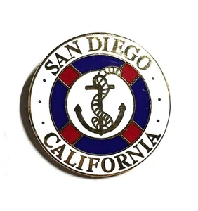 Chaleco Sombrero Vintage San Diego California Solapa Pin Recuerdo Tono Dorado y Esmalte - Imagen 1 de 3