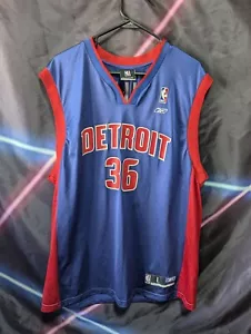 Camiseta Detroit Pistons Rasheed Wallace #36 NBA Auténtica Reebok Grande Azul Rojo - Imagen 1 de 5