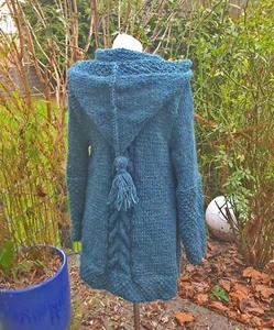*Strickmantel aus Islandwolle mit Zipfelkapuze**M/L**Unikat**Handmade - Bild 1 von 8