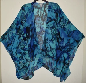 Cardigan kimono Catherines 4x aperto semi trasparente floreale leggero floreale drappeggio - Foto 1 di 18