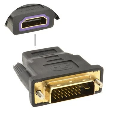 DVI-D Digital 24+1 Male to HDMI Socket Adapter Converter Joiner GOLD [005695] - Image 1 of 4