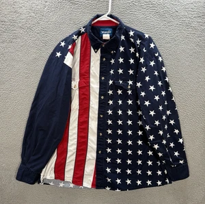 Wrangler Shirt Adult 2XL XXL Multicolor American Flag Patriotic Rodeo Cowboy - Picture 1 of 9
