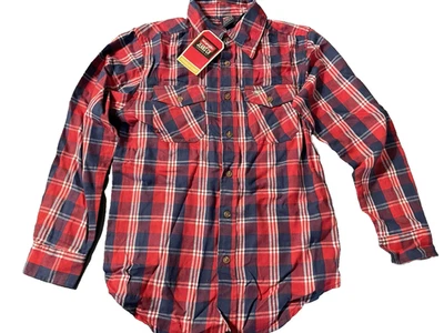 牧马人全新带标签男孩 L 10 12 红色白色蓝色美国格子法兰绒衬衫 — 第 1/3 张图片