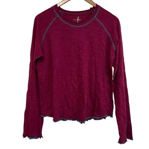 Nwt NATURAL LIFE Lily Cotton Long Sleeve Tee Shirt Cranberry Size Large - Picture 1 of 10