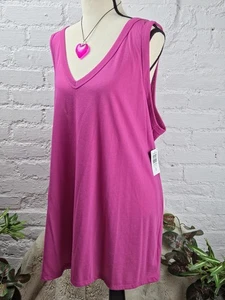 Torrid Girlfriend Signature Jersey V-Neck Tank Top 4X Fuchsia Vibrant NWT - Picture 1 of 8