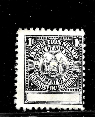 HICK GIRL-OLD MINT STATE OF NEW YORK ONE CENT BEDDING TAX STAMP     X5819 - Image 1 of 2