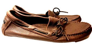 Minnetonka Moosehide Moccasins Men’s 12 Brown Leather 952 Weekend Driver - Picture 1 of 8