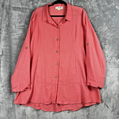 Túnica Simply Noelle Mujer Plus 2XLTops Lagen Look Coral Rosa Mezcla de Lino Foto 1 de 4