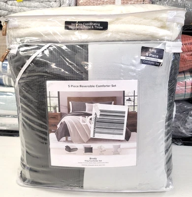 UGG Brody Reversible 5-Pc.  KING Comforter Set  Charcoal New - Image 1 of 4