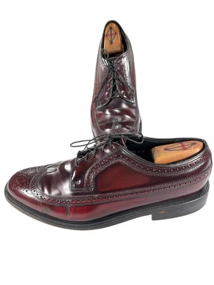 Zapato de vestir Florsheim vintage talla 9,5 EEE para hombre de cuero borgoña punta de ala Foto 1 de 4