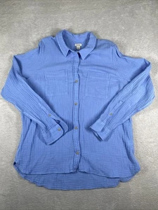 L.L. Bean Cloud Double Gauze Shirt Long-Sleeve Women's Large Blue Cotton Beachy - Picture 1 of 9