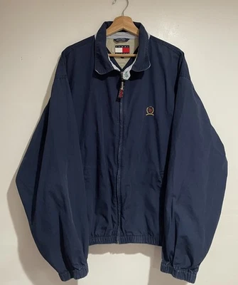 Tommy Hilfiger Mens Jacket XL Blue Full Zip Harrington Crest Logo Lined VTG - Image 1 of 4