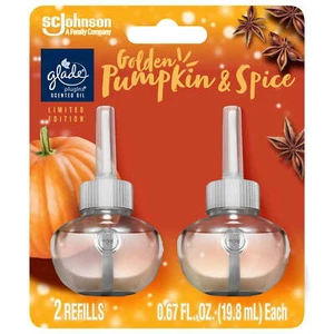 Glade PlugIns Refills Air Freshener, Golden Pumpkin & Spice, 1.34 Fl Oz, 2 Count - Picture 1 of 1