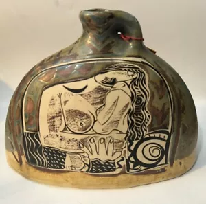 Vintage Alfajar Spanien Picasso-Stil Keramik Flaschenvase - Bild 1 von 19