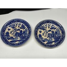 Set of Two (2) Occupied Japan Blue Willow Sandwich Plates