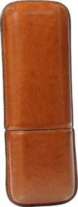 MARTIN WESS HAVANNA COWHIDE/ GOATSKIN LEATHER 2 ROBUSTO CIGAR CASE * NEW * - Picture 1 of 3