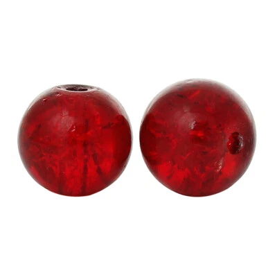 Red Crackle Glass Beads - 8mm Diameter - 1 Strand (100 pcs) - Jewellery Making - Image 1 of 4