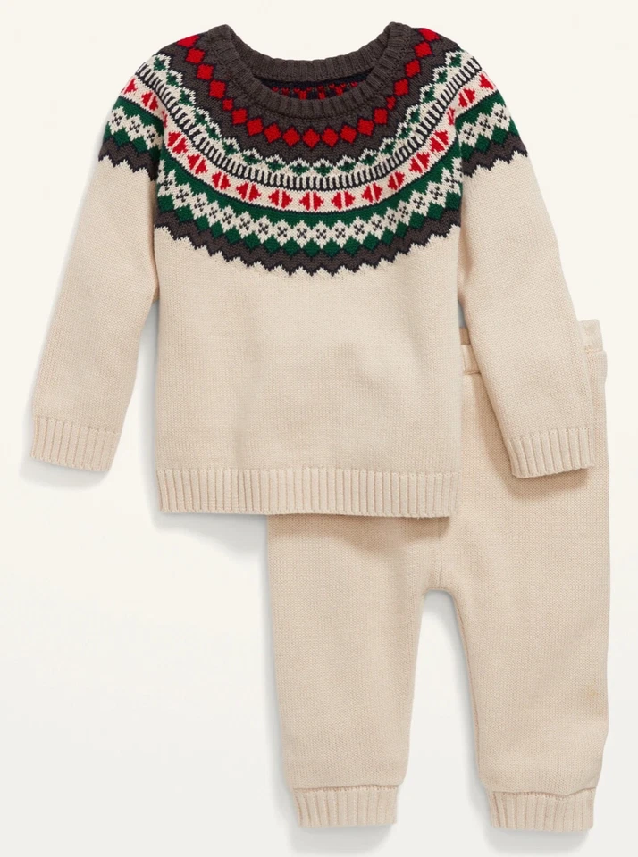 Conjunto Suéter y Pantalones Tejidos Old Navy Baby Fair Isle Talla 6-12 o 12-18 Meses Foto 1 de 1