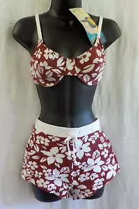 Traje de baño vintage Newport News talla 10 nuevo con etiquetas mezcla floral de algodón con alambre pierna de niño - Imagen 1 de 12