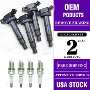 4 spark plugs & Ignition coil packs UF333 for 2002-2011 Toyota Camry 2.4L - Picture 1 of 10