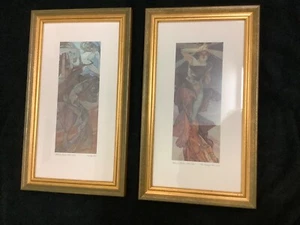 Alphonse Mucha 2 framed & glazed prints “Morning Star “ & “Evening Star” - Picture 1 of 8