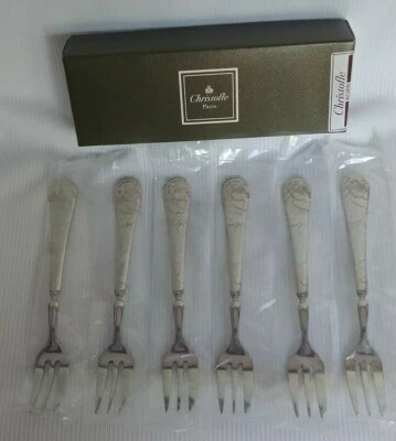 复古 Six CHRISTOFLE Acier CAPRICORNE 糕点/四把 NUAGE 分叉 法国制造 — 第 1/4 张图片