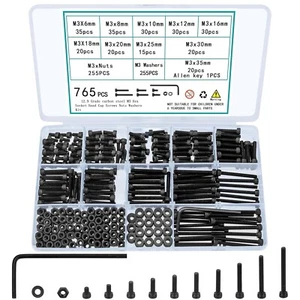 Kit de surtido de tornillos y tuercas M3 de 765 piezas Tornillos de cabeza hexagonal pequeños - Imagen 1 de 7