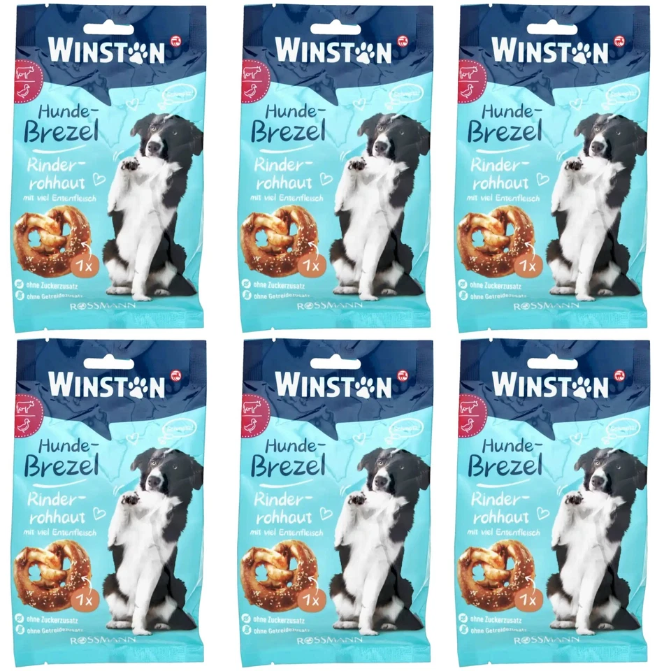 6 x 75 g | Winston Hundebrezel ohne Zuckerzusatz ohne Getreidezusatz Ente Rind - Bild 1 von 3