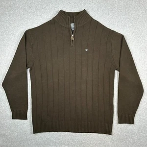 SouthPole Sweater Mens XL Brown Ribbed 1/4 Zip Mock Neck Pullover Hip Hop Street - Picture 1 of 10