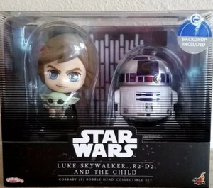 Hot Toys Cosbaby Disney Star Wars Luke Skywalker R2-D2 & The Child Baby Yoda Set - Picture 1 of 4