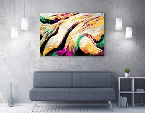 MEHRFARBIGE ABSTRAKTE WIRBELKUNST SCHLAFZIMMERDEKORATION - GERAHMTER WANDKUNSTDRUCK AUF LEINWAND - Bild 1 von 2