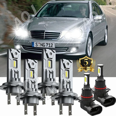 For Mercedes-Benz C230 2002-2007 6* Combo LED Headlight Fog Light Bulbs Kit Foto 1 de 4